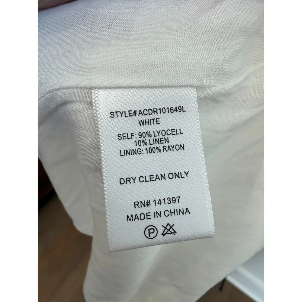 Revolve ASTR The Label Serilda Dress White Puff Sleeve Twist Front Midi Womens L - Picture 7 of 9